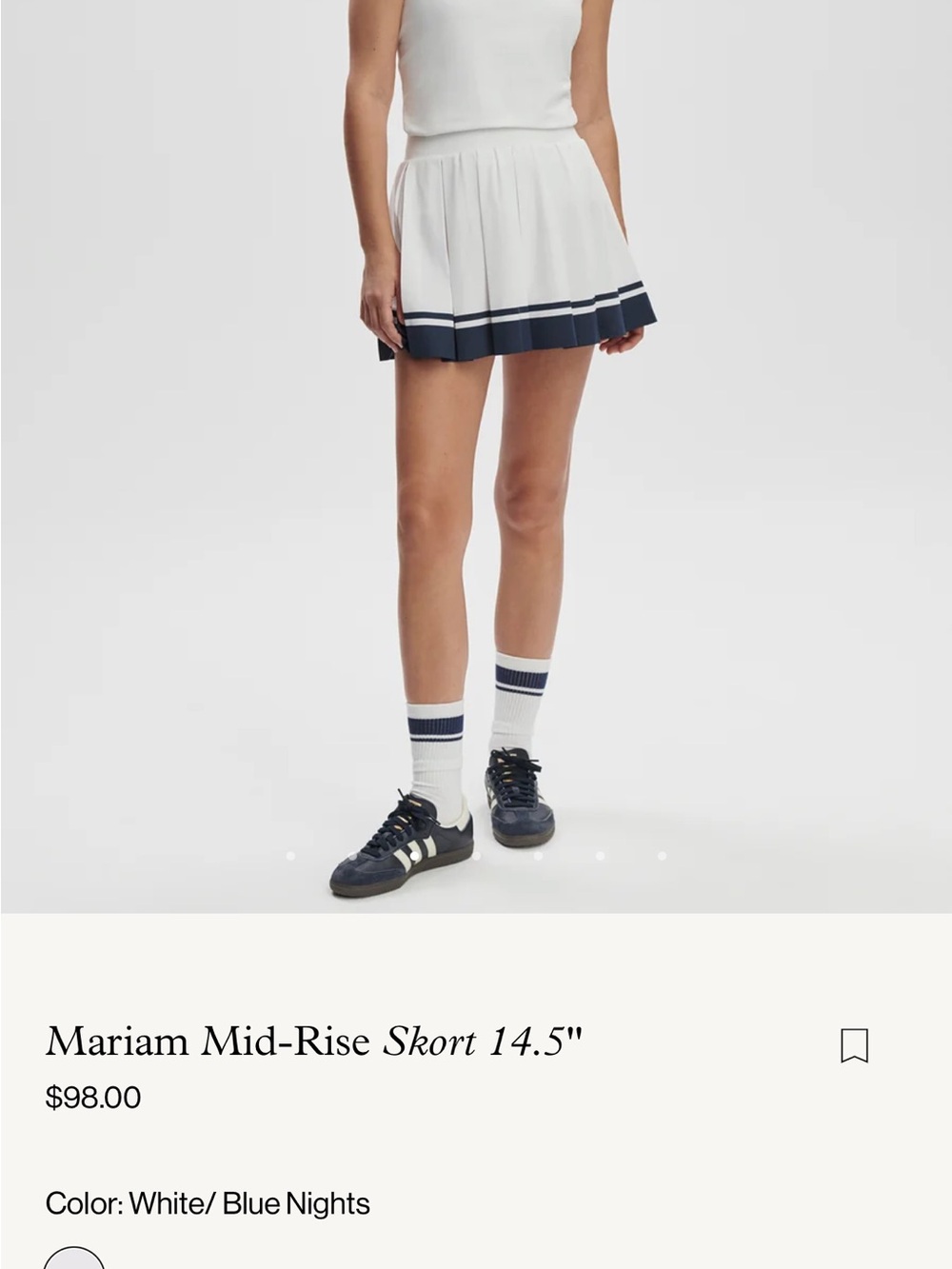 Varley White Skort with Navy Trim